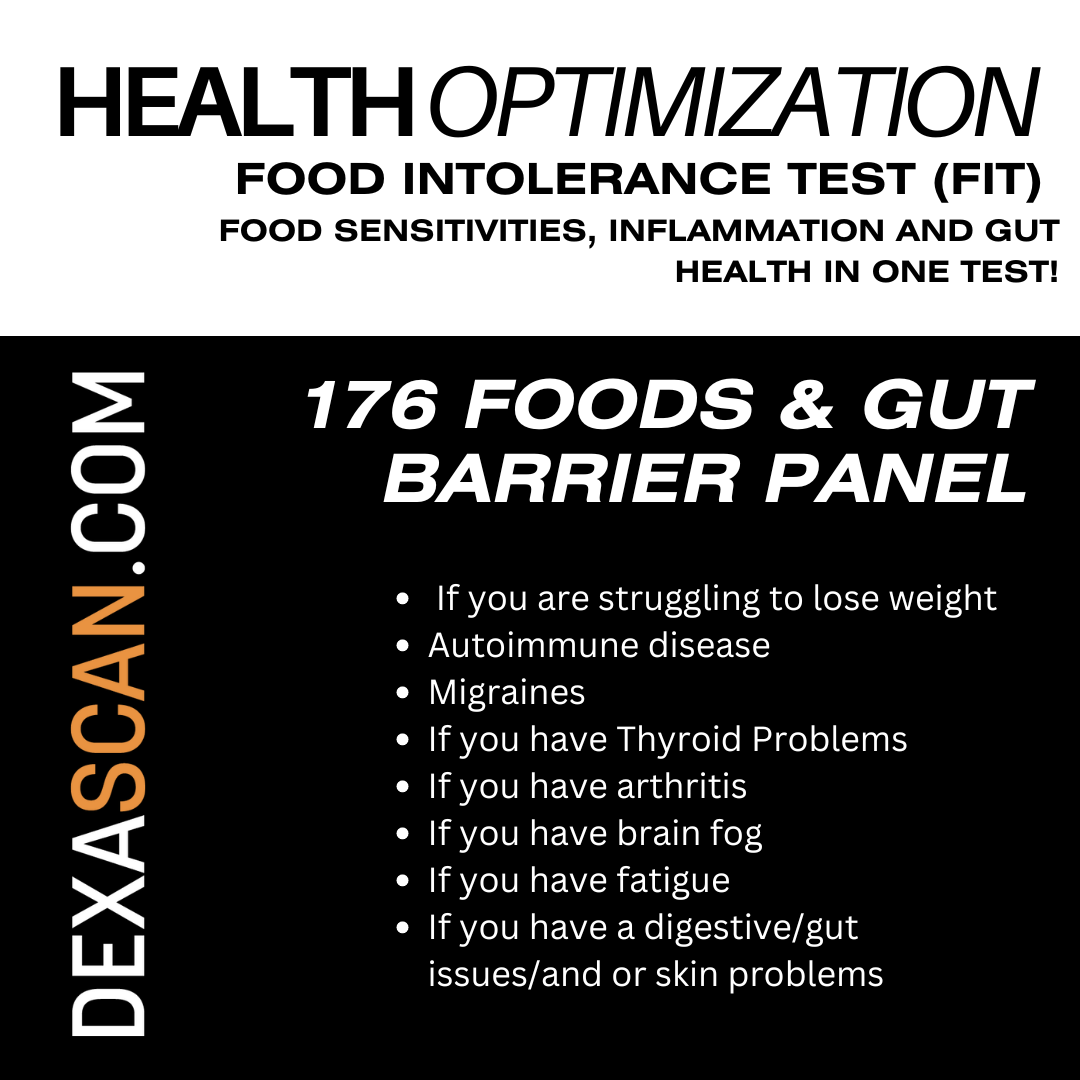 Health Optimization Food Intolerance and Gut Health Test DEXA SCAN
